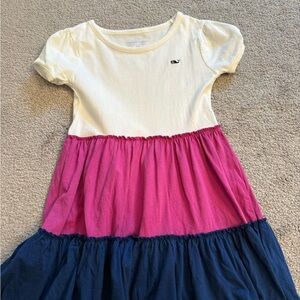 Vineyard Vines Kids Dress in White, Pink, and Blue